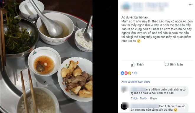 13 năm ăn cơm thiên hạ không bằng một bữa cơm nhà mẹ nấu - bức ảnh mâm cơm đạm bạc chạm vào trái tim hàng ngàn người 13 năm ăn cơm thiên hạ không bằng một bữa cơm nhà mẹ nấu - bức ảnh mâm cơm đạm bạc chạm vào trái tim hàng ngàn người