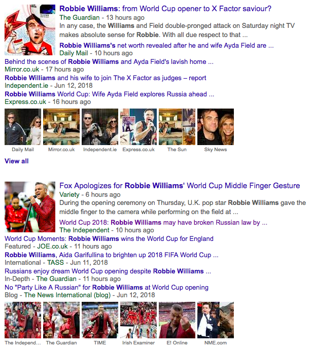 Thực hư về chuyện Robbie Williams bị mafia truy lùng sau khi giơ ngón giữa tại World Cup