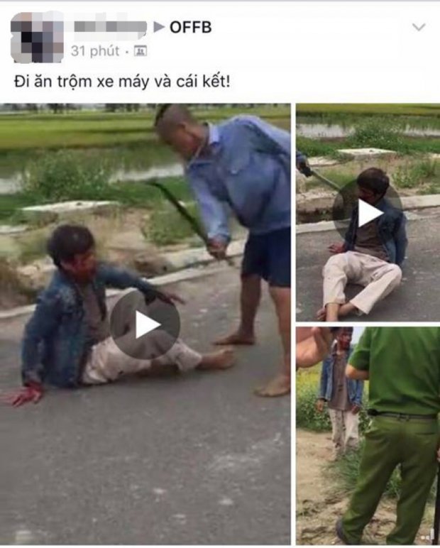 Người đàn ông trộm xe máy bị dân vây bắt, dùng dao quắm đánh liên tiếp vào tay chân chấn thương nặng