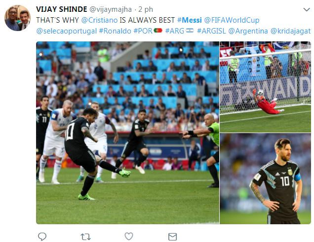 Ảnh chế Ronaldo cười nhạo Messi đá hỏng 11 m ở trận gặp Iceland