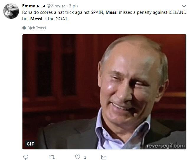 Ảnh chế Ronaldo cười nhạo Messi đá hỏng 11 m ở trận gặp Iceland