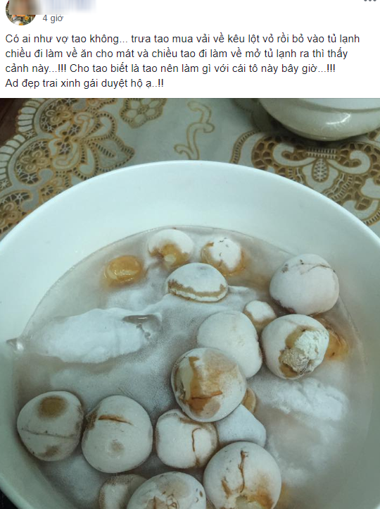 Chồng dặn vợ ở nhà bóc vải để tủ lạnh ăn cho mát, đi làm về thấy cảnh không biết khóc hay cười