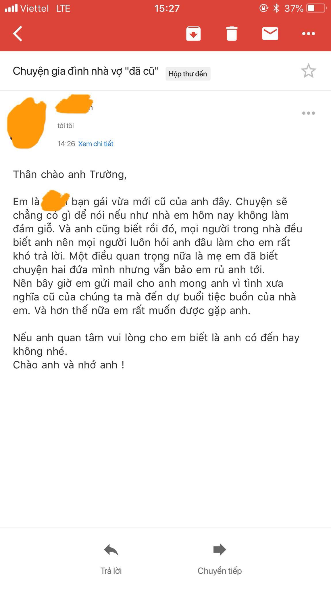 Bạn gái cũ viết email mời đến nhà dự đám giỗ, chàng trai vừa mừng vừa sợ gửi thư hồi âm