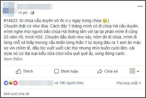 Cô gái khoe đi chùa cầu duyên vớ luôn người yêu, nhưng người ta chỉ chú ý lời bình đến từ cư dân mạng