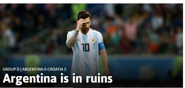 Truyền thông thế giới sốc: Messi và Argentina bên bờ vực thẳm Truyền thông thế giới sốc: Messi và Argentina bên bờ vực thẳm
