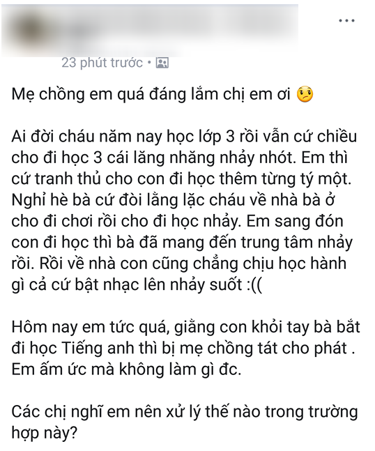 Bị mẹ chồng cho một cái tát, con dâu đăng đàn khóc kể, chị em đòi tát thêm sau khi nghe hết chuyện