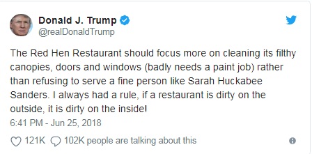 Trump đáp trả dữ dội nhà hàng xua đuổi nhân viên Nhà Trắng