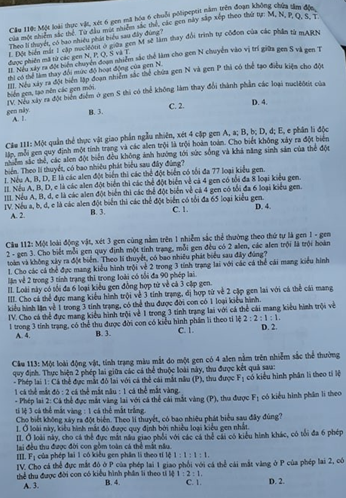 Đề môn sinh thi THPT quốc gia 2018: vừa dài vừa khó Đề môn sinh thi THPT quốc gia 2018: vừa dài vừa khó