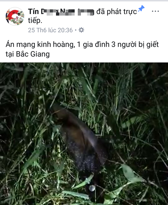 Công an huyện Lục Ngạn truy tìm chủ tài khoản đăng tin án mạng 3 người chết ở Bắc Giang