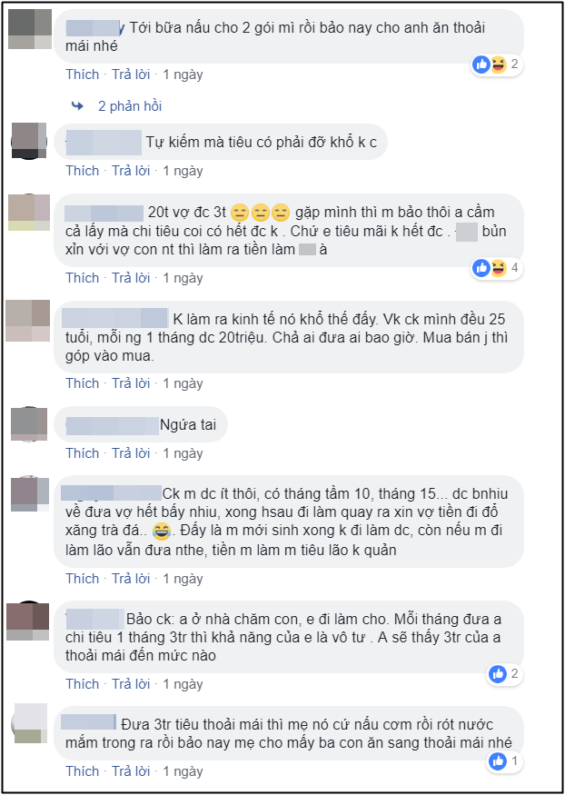 Chồng kiếm 20 triệu/ tháng nhưng chỉ đưa vợ 3 triệu tiền sinh hoạt, còn nói cho 2 mẹ con tiêu thoải mái!