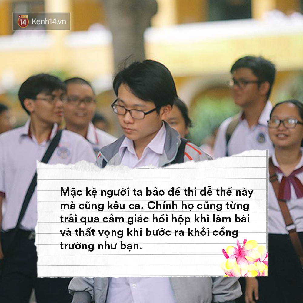Sĩ tử ơi, khó cũng khó rồi, thi cũng thi rồi, xõa thôi! Đừng dằn vặt nữa, hãy yêu bản thân mình hơn nhé Sĩ tử ơi, khó cũng khó rồi, thi cũng thi rồi, xõa thôi! Đừng dằn vặt nữa, hãy yêu bản thân mình hơn nhé
