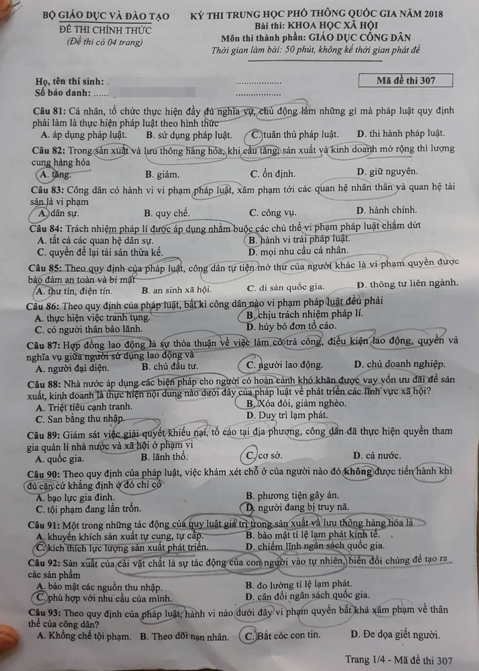 Đề giáo dục công dân hỏi về vi phạm trong bầu cử hội đồng nhân dân