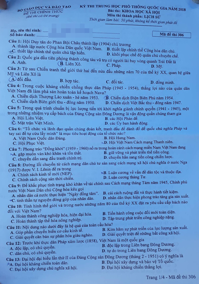 Thí sinh tự tin dễ lấy điểm 7 môn sử THPT quốc gia Thí sinh tự tin dễ lấy điểm 7 môn sử THPT quốc gia