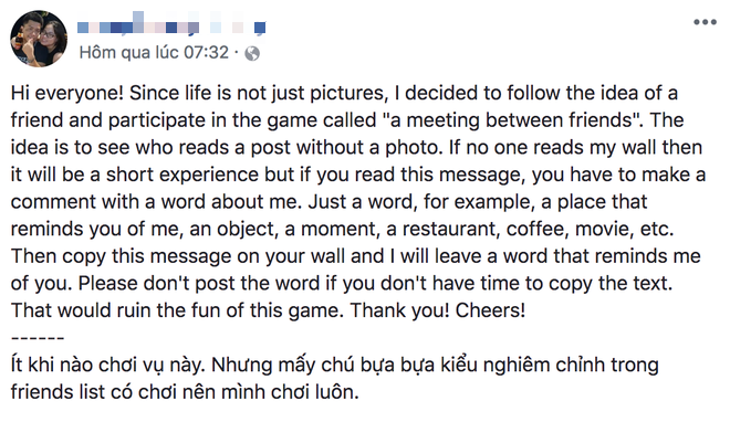 Trò thử lòng nhau đang hot trên Facebook: Treo một chiếc status để biết bạn bè nghĩ đến mình như thế nào!