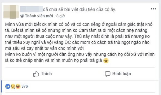 Cay cú khi biết chồng có bồ và con riêng, vợ cầu cứu 500 chị em chỉ giáo cách trả thù ngọt ngào nhưng sâu cay