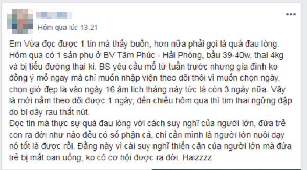 Thai 4,4kg được chỉ định mổ đẻ, mẹ bầu Hải Phòng quyết chờ ngày đẹp và cái kết đau đớn