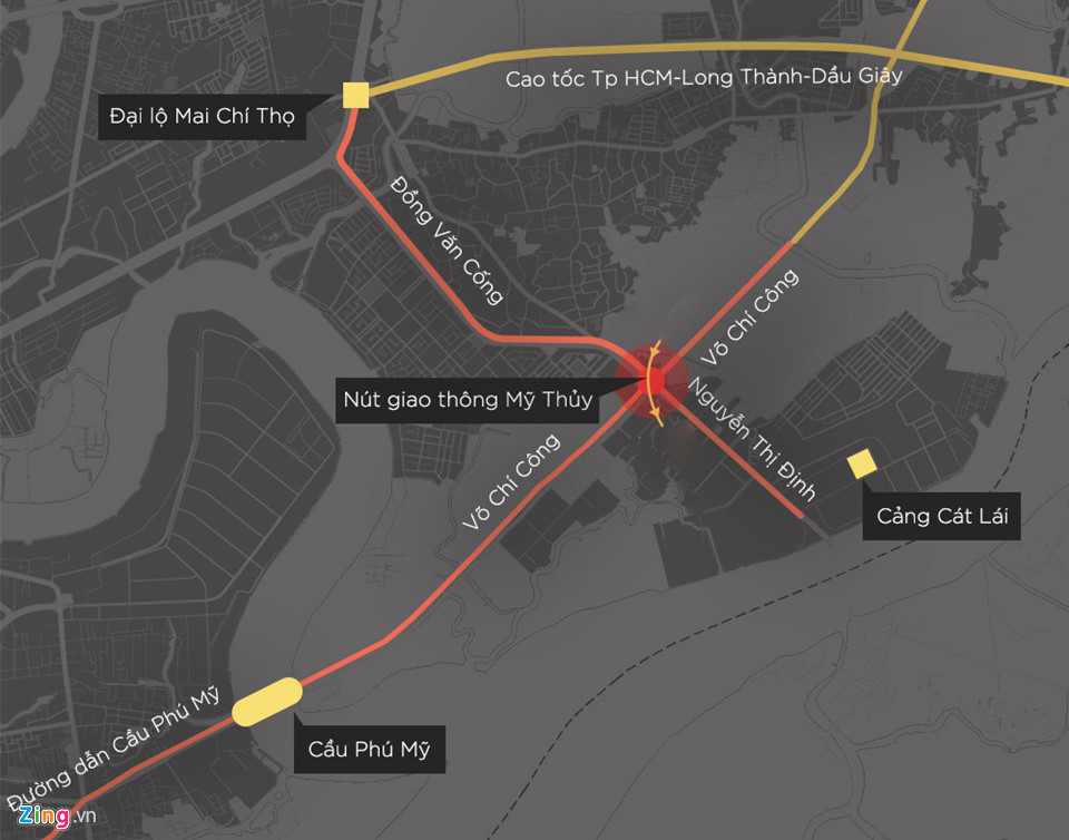 Cầu vượt nút giao Mỹ Thủy ở Sài Gòn trước giờ thông xe