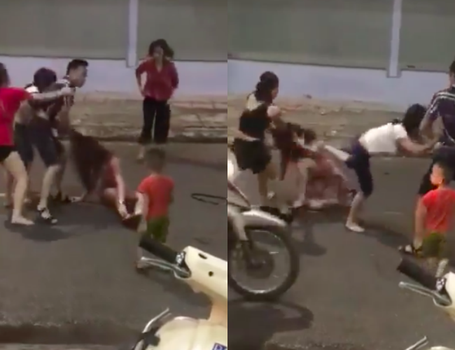 Phát hiện chồng dẫn nhân tình đi ăn, người vợ mang bầu cùng hội chị em lao vào túm tóc, đánh ghen ngay trên phố gây xôn xao