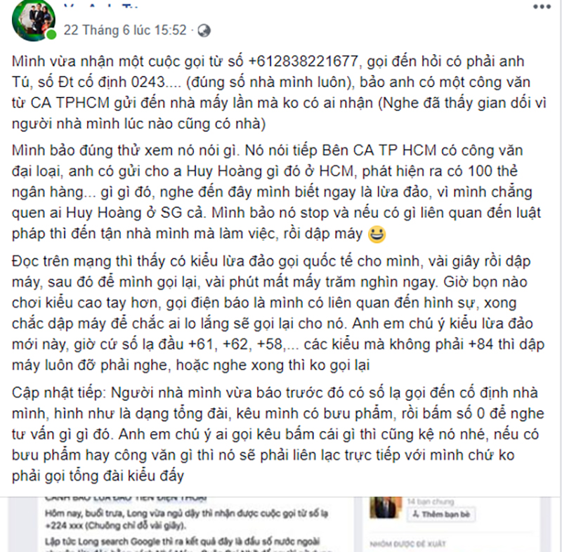 Hà Nội: Cảnh giác với đầu số điện thoại lạ cùng những yêu cầu phi lý kèm theo