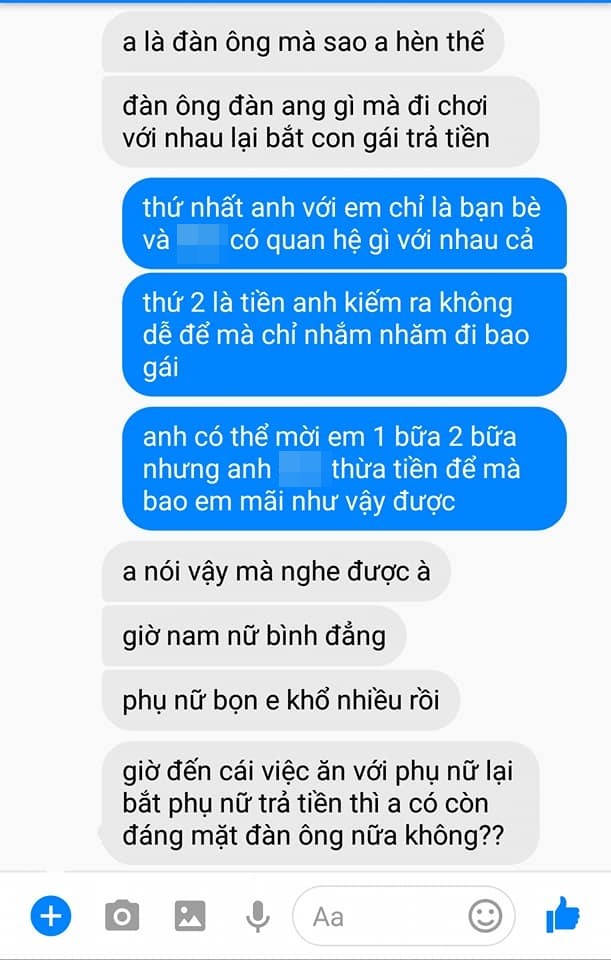 Đi ăn bị bạn trai nhắc trả tiền, cô gái ấm ức nhắn tin sao anh hèn thế và phản ứng bất ngờ Đi ăn bị bạn trai nhắc trả tiền, cô gái ấm ức nhắn tin sao anh hèn thế và phản ứng bất ngờ