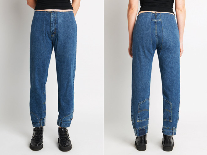 Quần jeans lộn ngược táo bạo gây xôn xao giới thời trang