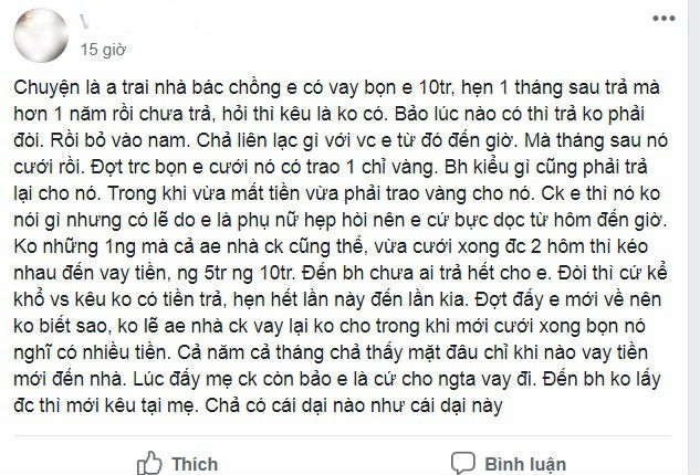 Cô dâu mới tá hỏa vì vừa cưới được 2 ngày thì họ hàng nhà chồng thi nhau kéo đến… hỏi vay tiền Cô dâu mới tá hỏa vì vừa cưới được 2 ngày thì họ hàng nhà chồng thi nhau kéo đến… hỏi vay tiền