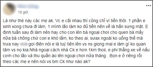 Chồng hậm hực vì vợ ở cữ là gánh nặng, đến khi vợ gửi con để đi làm thì lại không tiếc lời mỉa mai