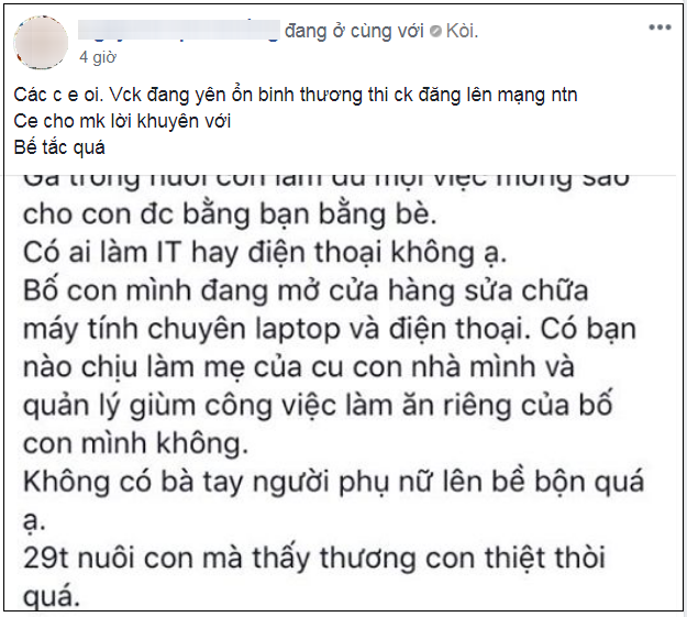 Gia đình đang hạnh phúc, vợ bỗng phát hiện chồng chụp ảnh hai bố con đăng lên mạng: Cần tìm mẹ cho con