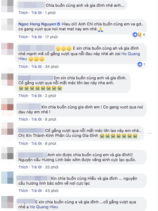 Bạn bè, người hâm mộ gửi lời chia buồn khi hay tin ba của Hồ Quang Hiếu qua đời