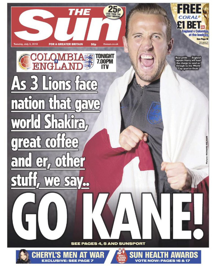 Báo Anh hứng gạch đá vì trang bìa bêu xấu Colombia tại World Cup