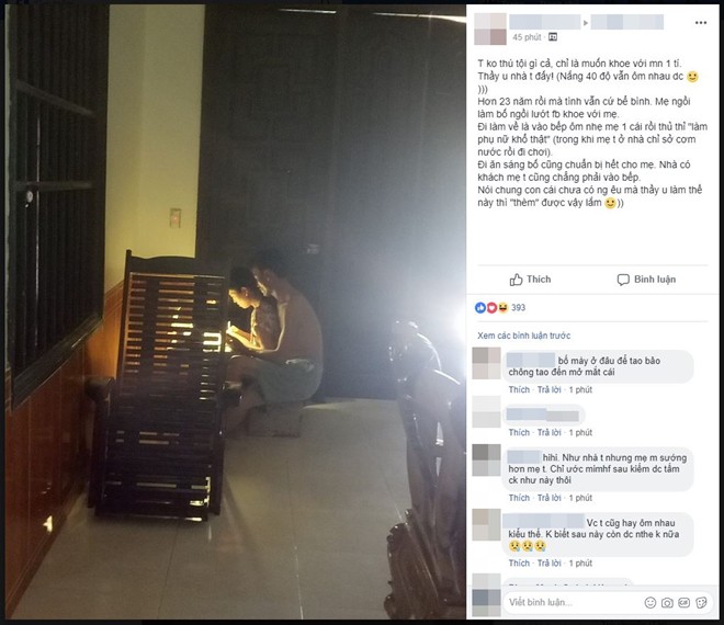 Bức ảnh tình nhất ngày: Bố ôm mẹ giữa trời nóng 40 độ C nhưng ai xem cũng thấy mát lòng