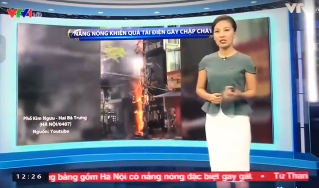 Khán giả bực mình vì VTV mang vụ cháy cột điện ở Huế ra Hà Nội