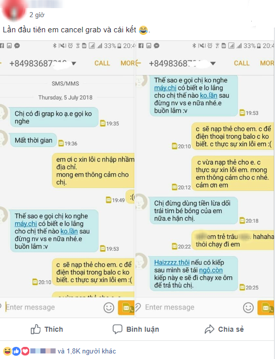 Lần đầu hủy chuyến Grab, cô gái đau tim khi nhận được tin nhắn của tài xế, dân mạng hóng ké mà cũng rung rinh