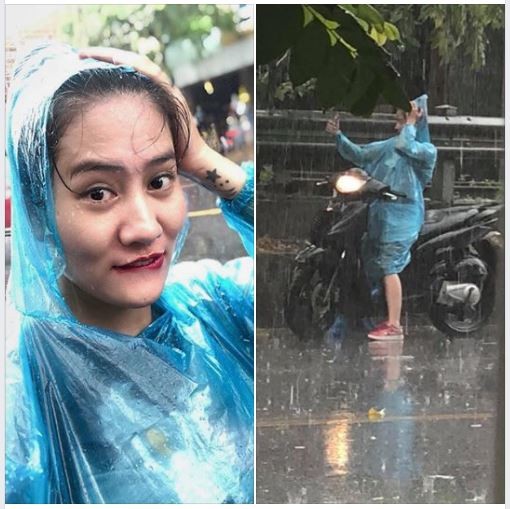 Chụp ảnh tự sướng đón mưa sau đợt nắng nóng đỉnh điểm, cô gái bỗng tạo nên trào lưu hot trên mạng xã hội