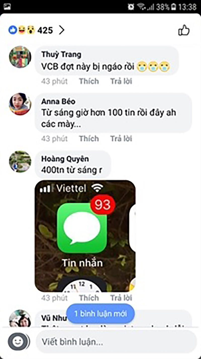 Khách hàng Vietcombank liên tục bị dội bom hàng trăm tin nhắn