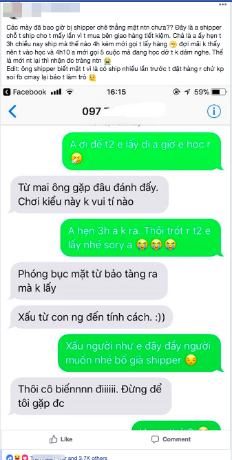 Cô gái bị shipper nhắn tin chê thẳng mặt xấu từ con người đến tính cách vì gọi 5 - 6 cuộc không bắt máy