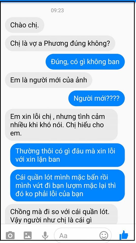 Bồ nhí trơ trẽn nhắn tin thách thức vợ, còn lớn tiếng dạy dỗ cách yêu: Chị càng kiêu ngạo càng thất bại Bồ nhí trơ trẽn nhắn tin thách thức vợ, còn lớn tiếng dạy dỗ cách yêu: Chị càng kiêu ngạo càng thất bại