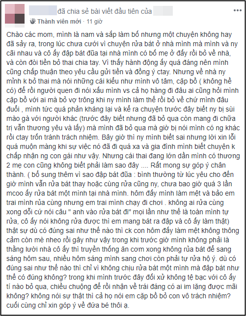 Dỗi người yêu không ra rửa bát cùng, cô gái mang bát nhà chàng trai ra đập rồi bỏ về đòi phá thai, chia tay