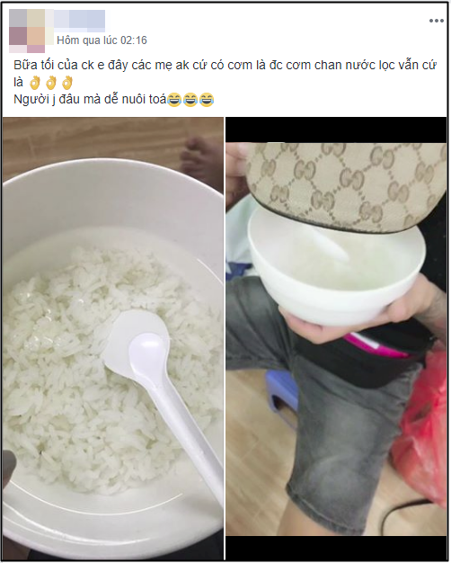 Hớn hở khoe chồng dễ nuôi, ăn cả cơm nguội chan nước lọc, vợ trẻ không ngờ bị hội chị em ném đá tả tơi