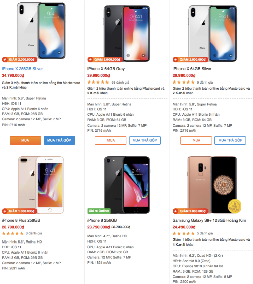 Smartphone cao cấp giảm giá hàng triệu đồng Smartphone cao cấp giảm giá hàng triệu đồng