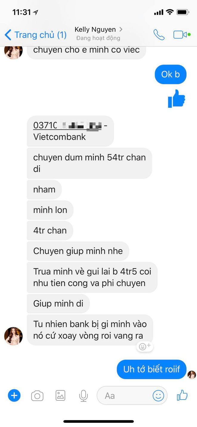 Kelly Nguyễn inbox Huyền Baby mượn tiền: Cẩn thận, là hacker đấy! Kelly Nguyễn inbox Huyền Baby mượn tiền: Cẩn thận, là hacker đấy!