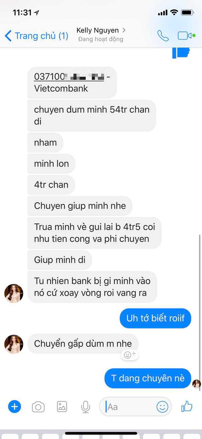 Kelly Nguyễn inbox Huyền Baby mượn tiền: Cẩn thận, là hacker đấy! Kelly Nguyễn inbox Huyền Baby mượn tiền: Cẩn thận, là hacker đấy!