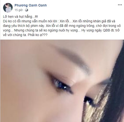 Phương Oanh xin lỗi khán giả do Quỳnh Búp Bê bị ngừng chiếu Phương Oanh xin lỗi khán giả do Quỳnh Búp Bê bị ngừng chiếu