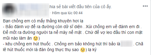 Mẹ trẻ kể về hội bạn tốt của chồng: Khuyên về nhà đánh vợ con cho người khác nể, nên hút thuốc để ra dáng đàn ông