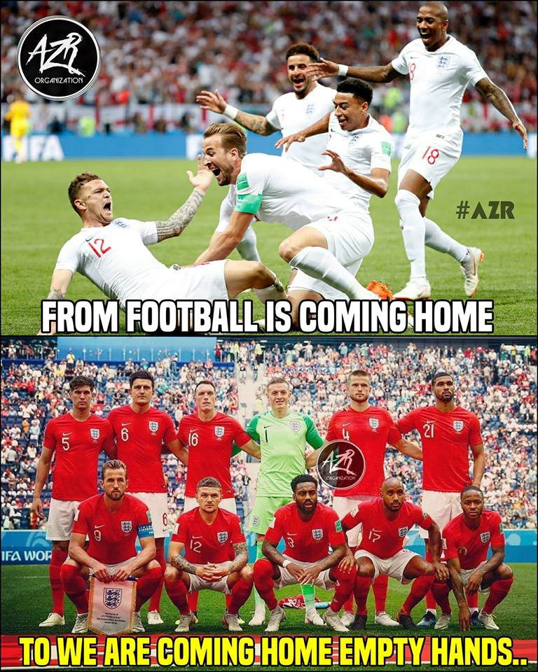 Ảnh chế đội tuyển Anh tay trắng về nước tràn ngập mạng xã hội