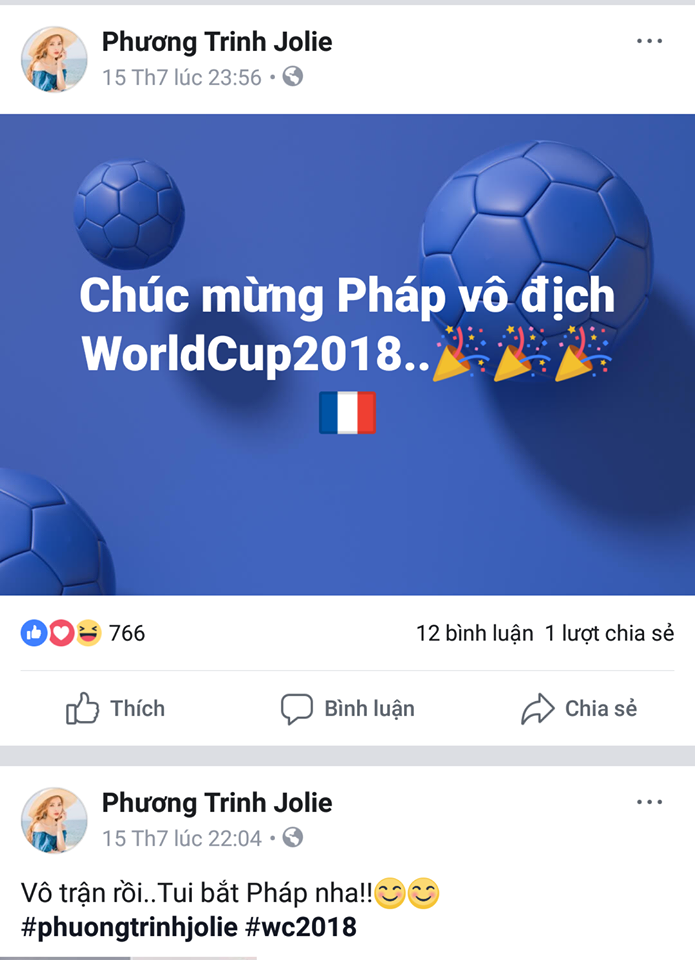 50 sắc thái cảm xúc của sao Việt khi tuyển Pháp giành chức vô địch World Cup 2018