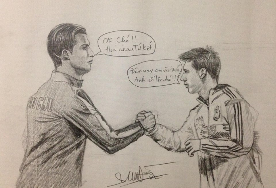 Ngắm dàn cầu thủ World Cup qua loạt tranh vẽ tay của 9X Hà Nội