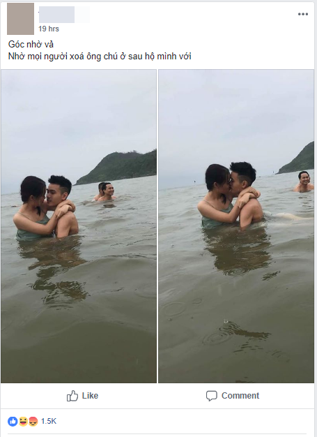 Đăng đàn nhờ thánh chỉnh ảnh xóa giúp ông chú trong bức ảnh hôn nhau lãng mạn, cặp đôi nhận lại series ảnh cười té ghế