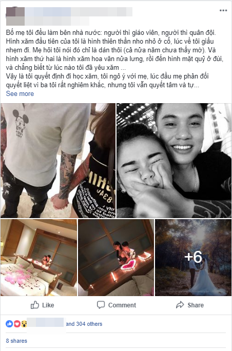 Bất chấp phản đối của cha mẹ, cô gái trẻ vẫn quyết xăm hình và câu chuyện tình yêu cùng anh chàng thợ xăm khiến nhiều chị em ngưỡng mộ