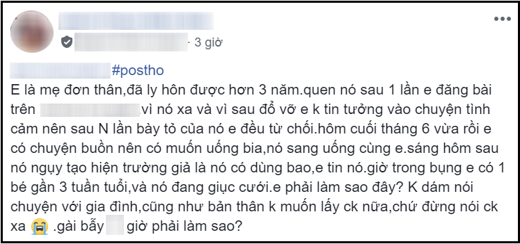 Không muốn đi bước nữa nhưng lại bị gài có thai, mẹ đơn thân bối rối chẳng biết phải làm sao